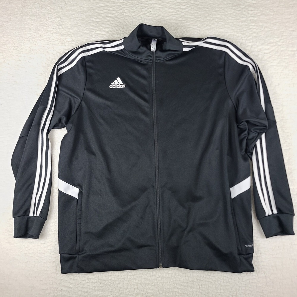 Adidas Sweater Mens 2XL XXL Black White Clima Lite Full Zip Track Running